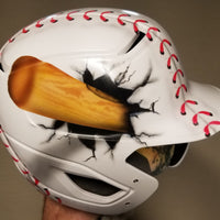 Custom Airbrushed Ball Helmet with Bat Through "Ball" Theme