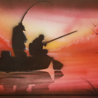 Airbrushed license plate with fishing theme