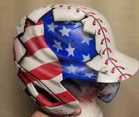 
              Custom Airbrushed Ball Helmet with American Flag Theme
            