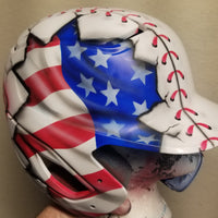Custom Airbrushed Ball Helmet with American Flag Theme