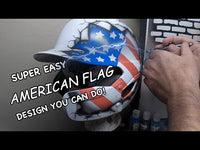 
              Custom Airbrushed Ball Helmet with American Flag Theme
            